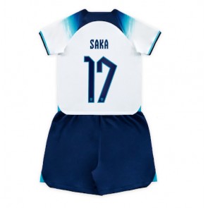 Lacne Dětský Futbalové dres Anglicko Bukayo Saka #17 MS 2022 Krátky Rukáv - Domáci (+ trenírky)